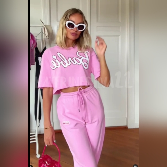 ZARA X BARBIE THE MOVIE WARNER BROS. JOGGER TROUSERS High Waist NWT Size Small - Picture 9 of 9